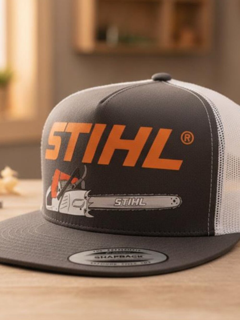 Retro Chainsaw Forestry Graphic Charcoal Yupoong Printed Flat Bill Hat New Logge